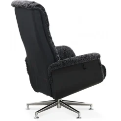 Fåtölj med fotpall fårskinn mörkgrå/svart - Ulla + Textilrengöring för möbler