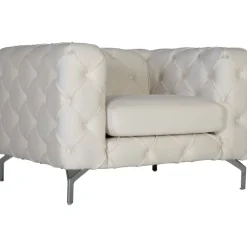 Fåtölj med knappar beige sammet