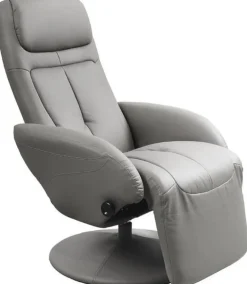 Fåtölj ställbar grått konstläder + Fläckborttagare för möbler