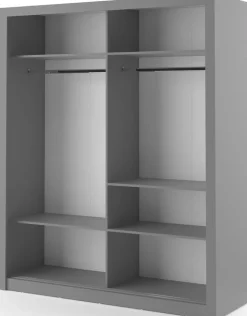 Garderob B180 cm - Grå/Spegel