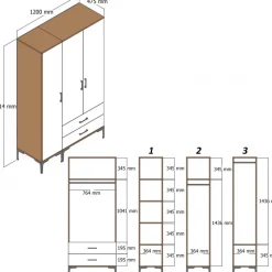 Garderob Kumsal i Valnöt/cream - 120 cm