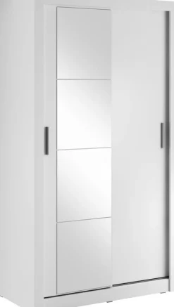 Garderob med skjutdörrar vit 120x215 cm - Mervyn + Möbeltassar