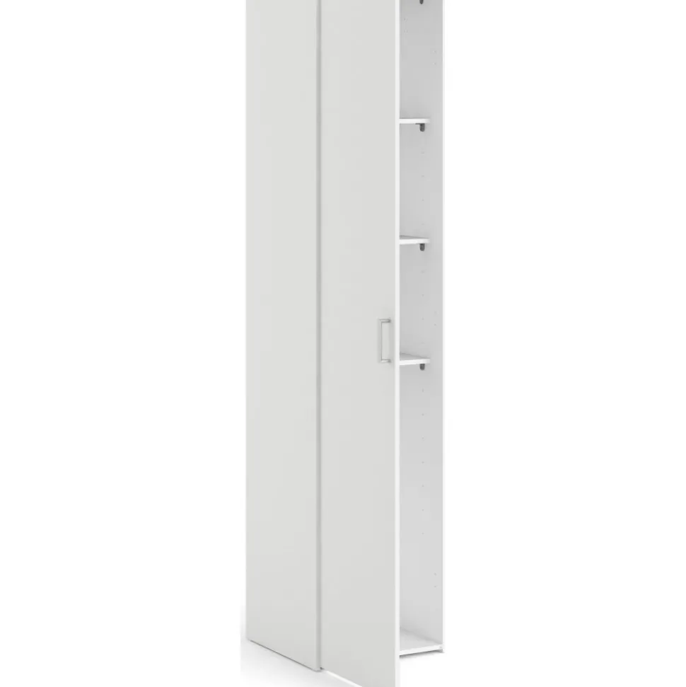 Garderob vit 40 cm bred och 175 cm hög + Möbeltassar