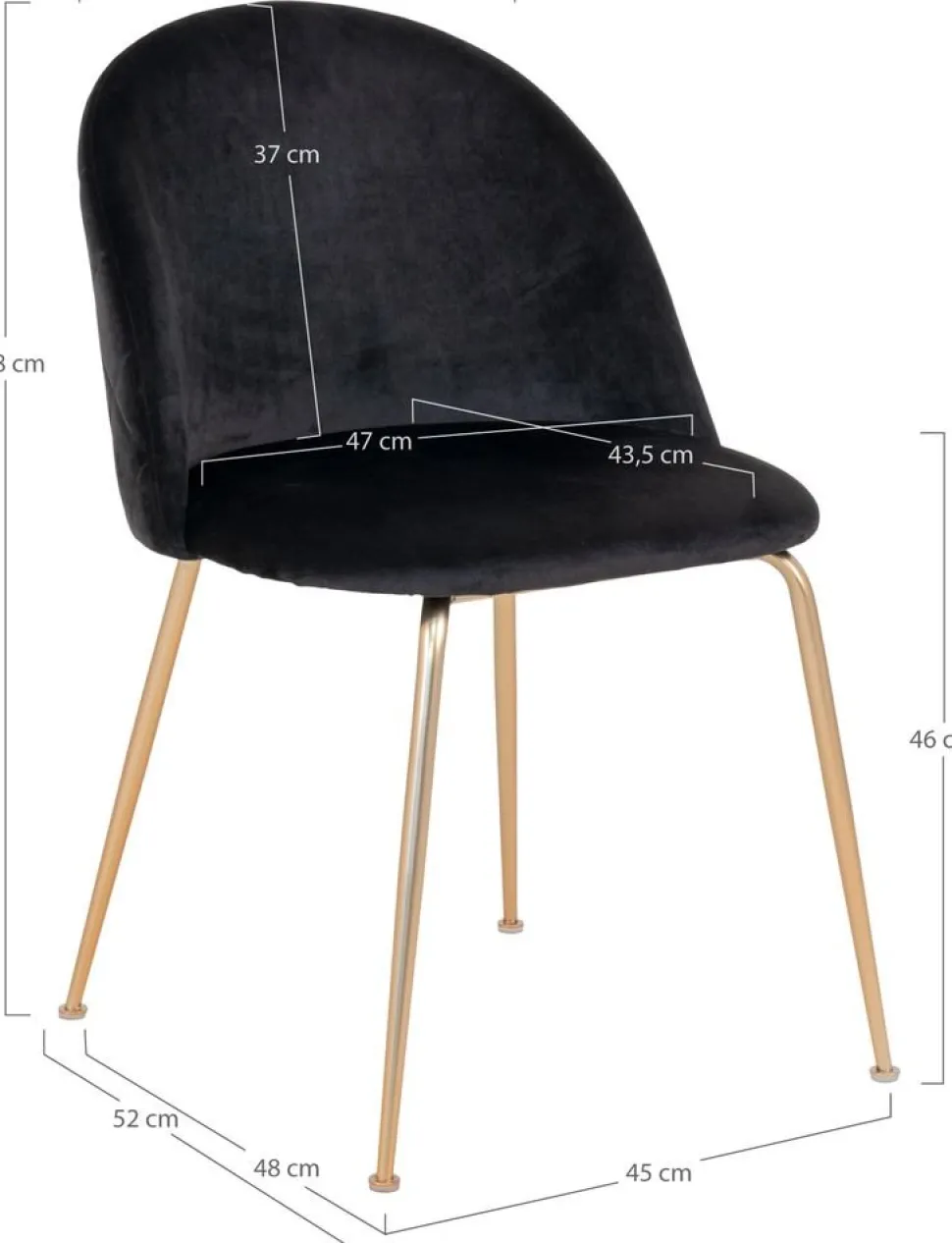 Geneve Matstol - Svart/mässing