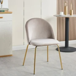 Giovani stol i beige sammet med ben i mässing + Möbeltassar