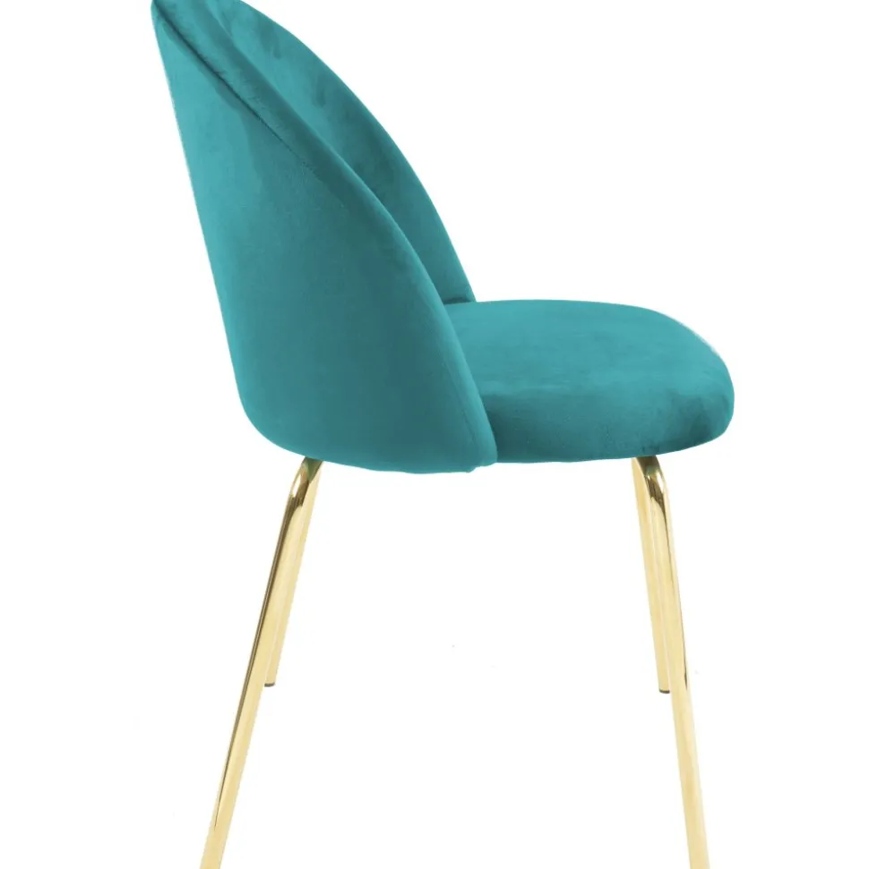 Giovani stol i grön sammet med ben i mässing + Möbeltassar