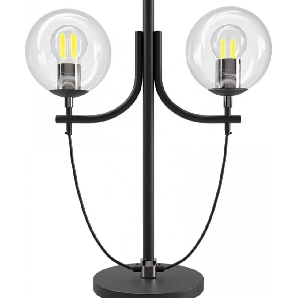 Glaslykta bordslampa H52 cm - Svart/Krom