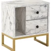 Glimmer sängbord - Freesia marmor/guld