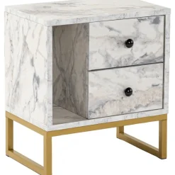 Glimmer sängbord - Freesia marmor/guld