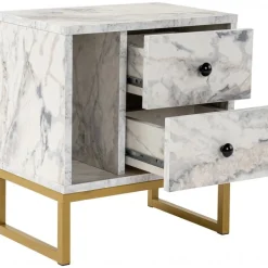 Glimmer sängbord - Freesia marmor/guld
