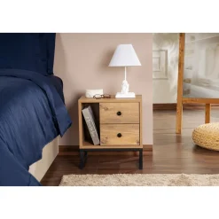 Glimmer sängbord - Furu/svart