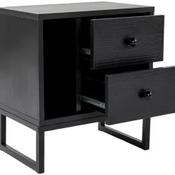 Glimmer sängbord - Svart trä/svart