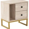Glimmer sängbord - Travertin/guld