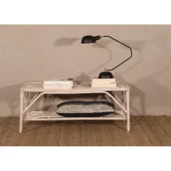 Glory Webbing soffbord i rotting 110 x 50 cm - Whitewash + Möbeltassar