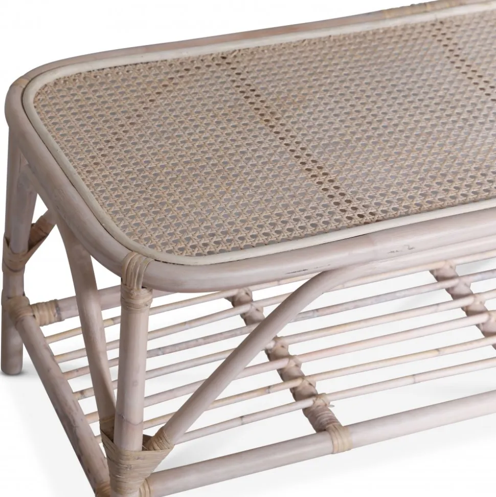 Glory Webbing soffbord i rotting 110 x 50 cm - Whitewash + Fläckborttagare för möbler
