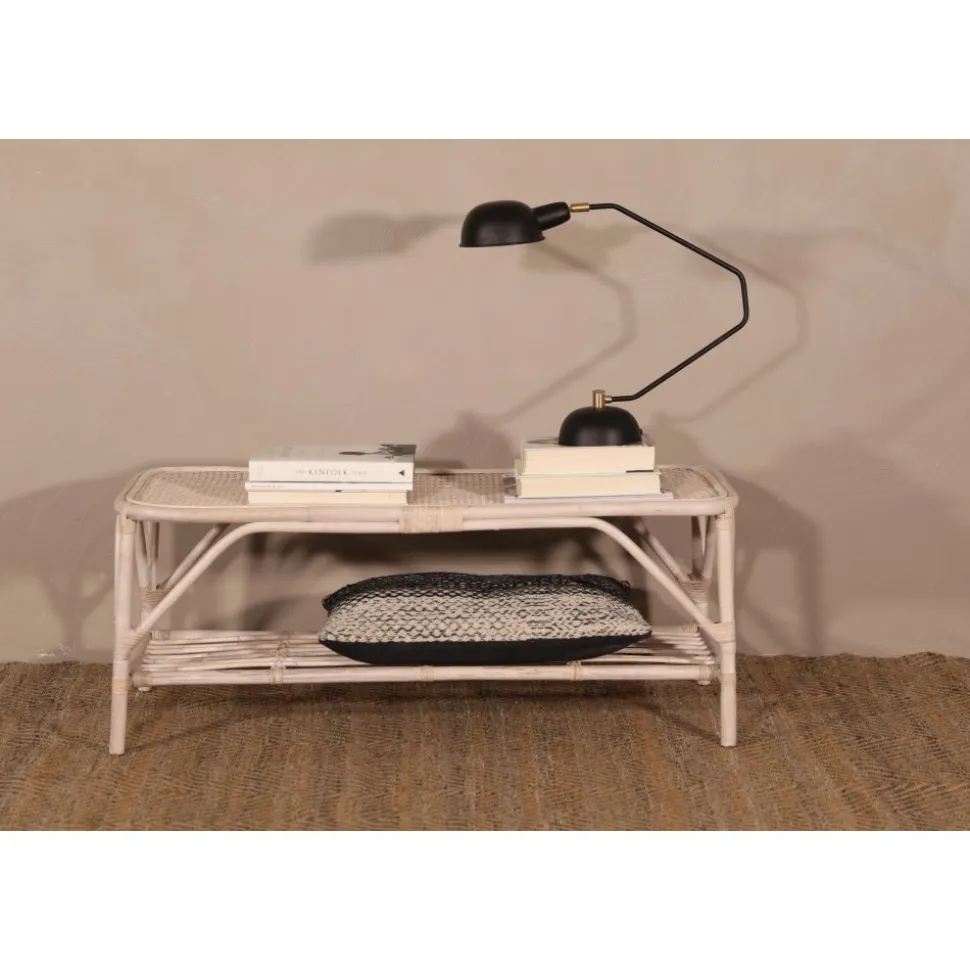 Glory Webbing soffbord i rotting 110 x 50 cm - Whitewash + Fläckborttagare för möbler