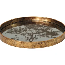 Golden serveringsbricka med spegelglas - Träd
