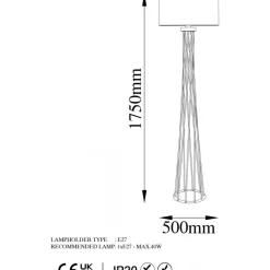 Golvlampa 175 cm hög - Linne / Svart