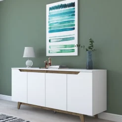 Grande skänk - Vit/valnöt