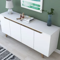 Grande skänk - Vit/valnöt