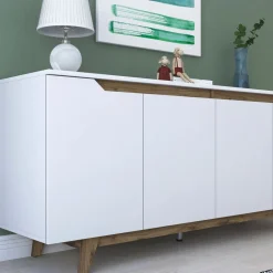 Grande skänk - Vit/valnöt