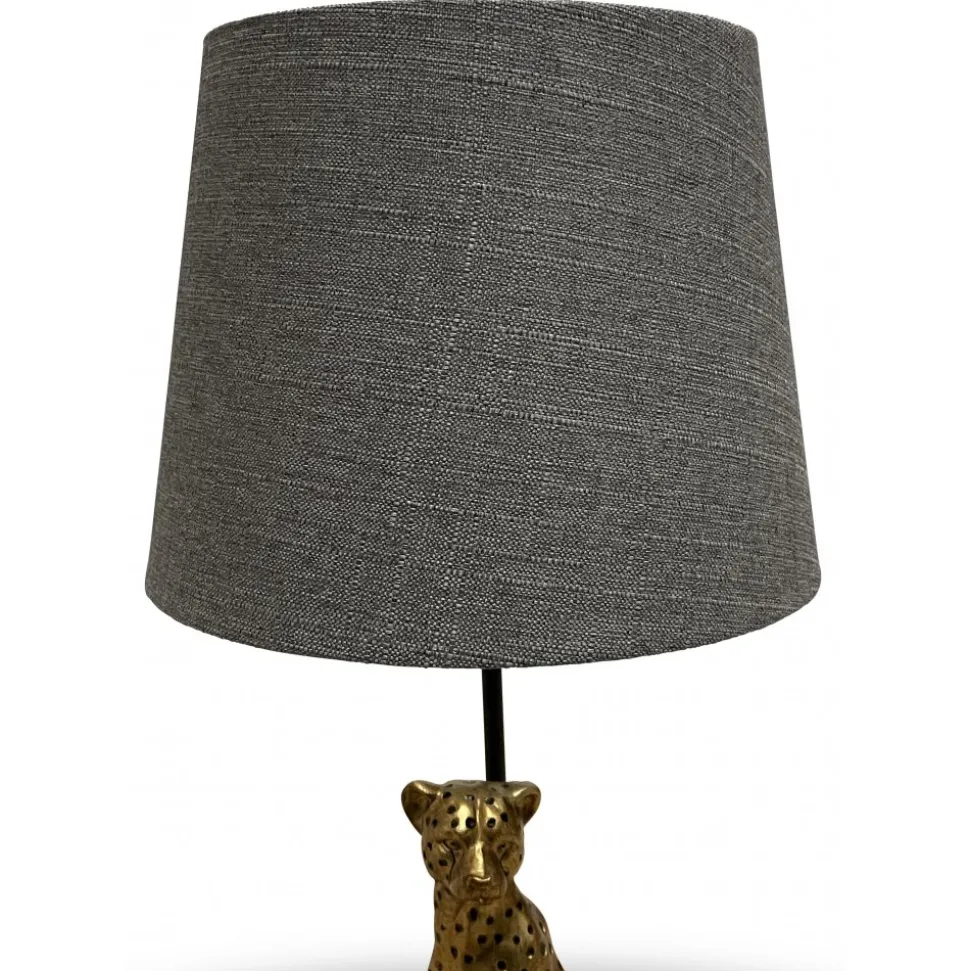 Grovlinne lampskärm rund - Grå