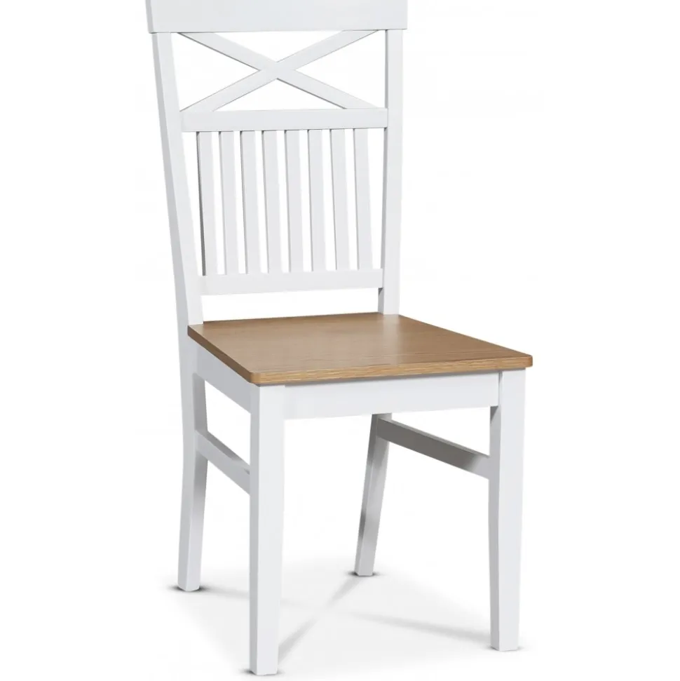 Gåsö matgrupp: Bord 180 cm inklusive 6 Fårö stolar med kryss - Vit/Ek