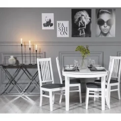 Gåsö matgrupp: Bord 160/210 cm inklusive 4 Gåsö stolar - Vit/Grå + 4.00 x Stolsdyna