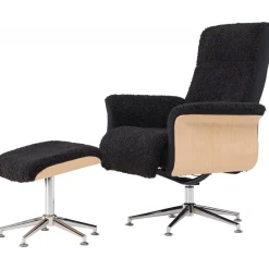 Hagön reclinerfåtölj med fotpall - Svart/oljad ek + Textilrengöring för möbler