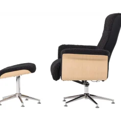 Hagön reclinerfåtölj med fotpall - Svart/oljad ek