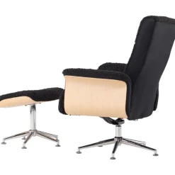 Hagön reclinerfåtölj med fotpall - Svart/oljad ek