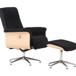 Hagön reclinerfåtölj med fotpall - Svart/oljad ek + Fläckborttagare för möbler