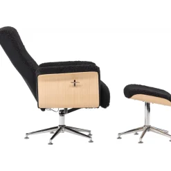 Hagön reclinerfåtölj med fotpall - Svart/oljad ek + Fläckborttagare för möbler