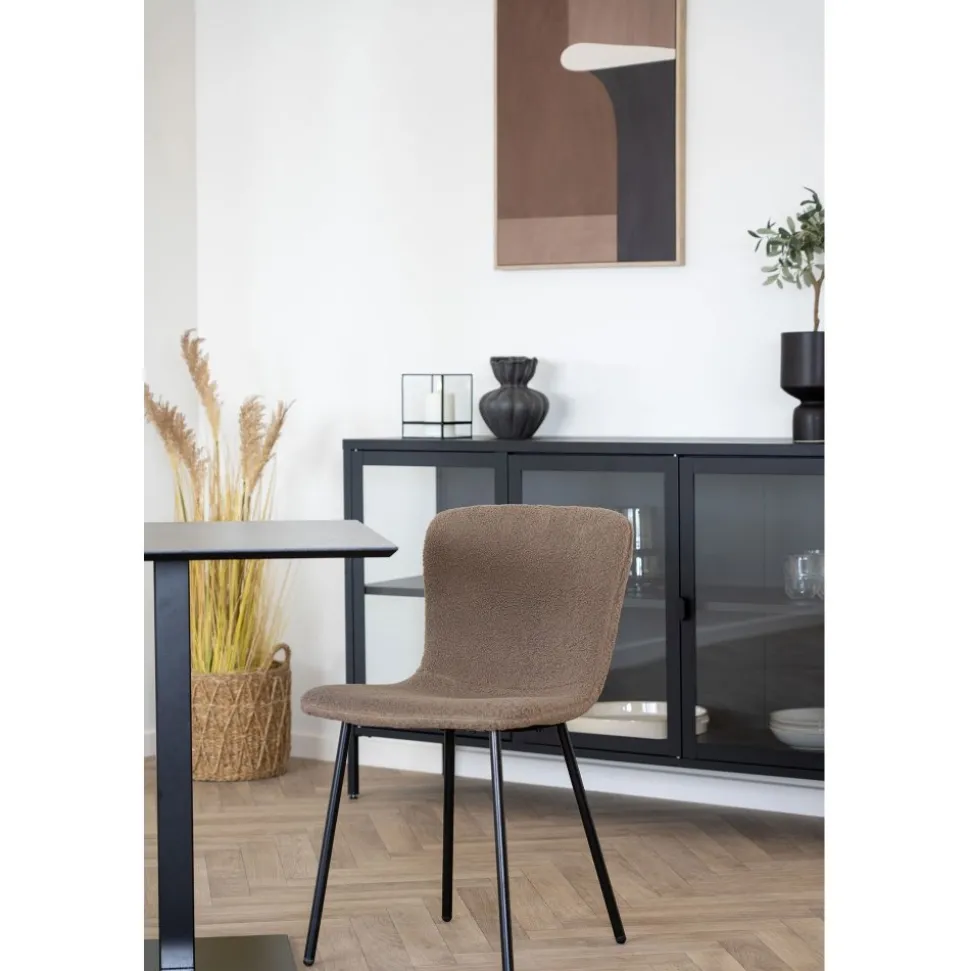 Halden matstol - Mörkbrun fuskpäls