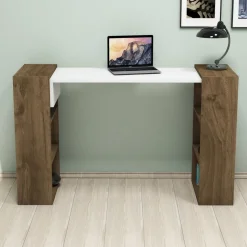 Handy skrivbord 124x43,6 cm - Valnöt/vit