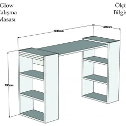 Handy skrivbord 124x43,6 cm - Valnöt/vit