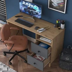 Hanna skrivbord 9, 120 x 50 cm - Valnöt/antracit