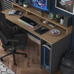 Hanna skrivbord 10, 160 x 55 cm - Valnöt/antracit