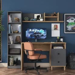 Hanna skrivbord med hyllsystem 15, 120 x 50 cm - Valnöt/antracit