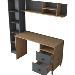 Hanna skrivbord med hyllsystem 15, 120 x 50 cm - Valnöt/antracit