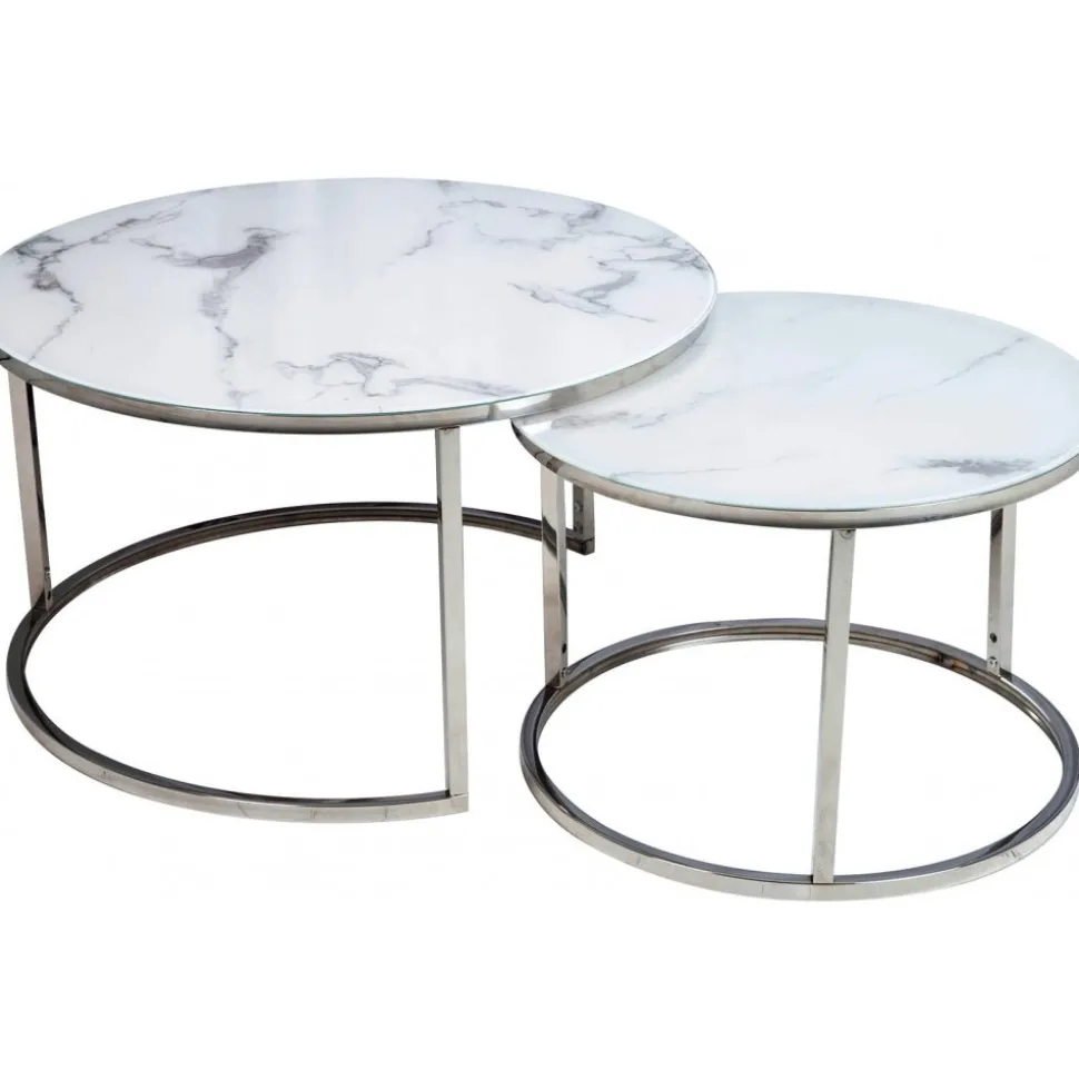 Harrisburg soffbord 80 x 80 cm - Vit/krom + Möbeltassar