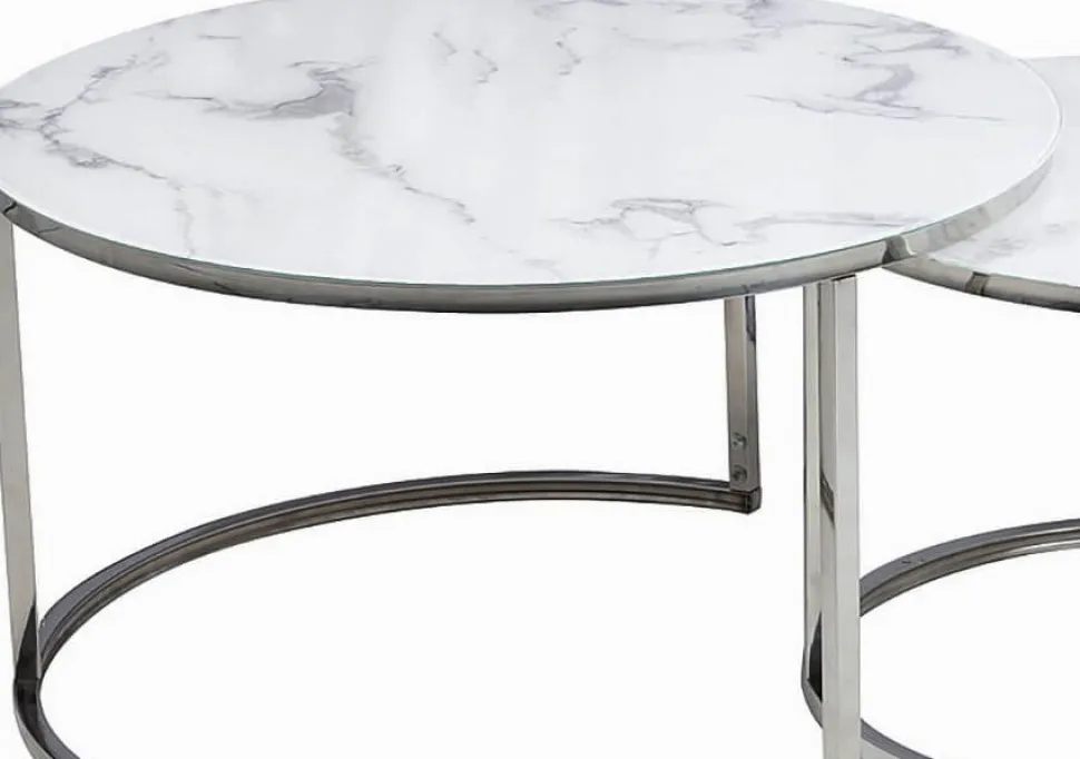 Harrisburg soffbord 80 x 80 cm - Vit/krom + Möbeltassar