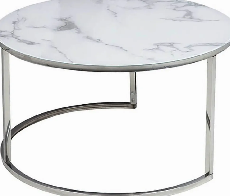 Harrisburg soffbord 80 x 80 cm - Vit/krom + Möbeltassar