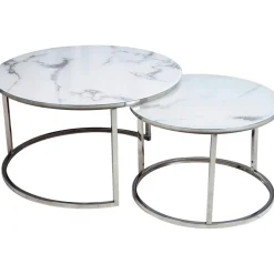 Harrisburg soffbord 80 x 80 cm - Vit/krom + Textilrengöring för möbler