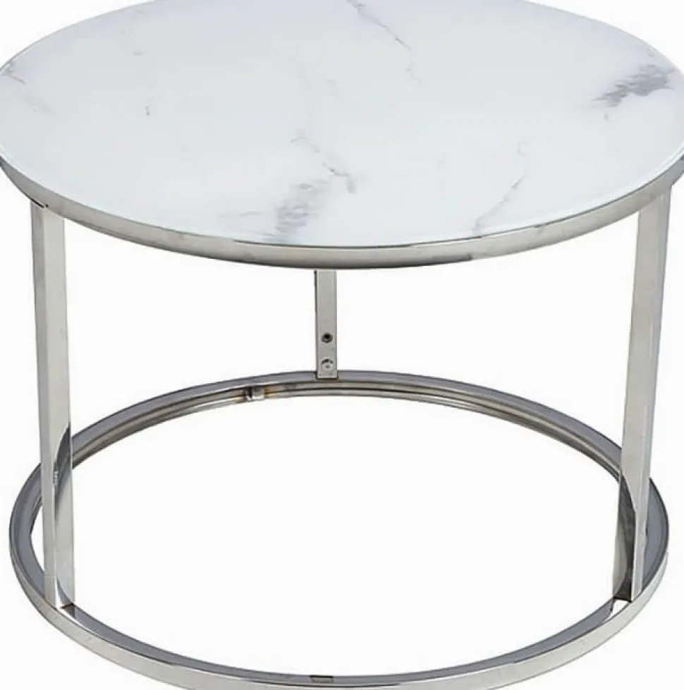 Harrisburg soffbord 80 x 80 cm - Vit/krom + Textilrengöring för möbler