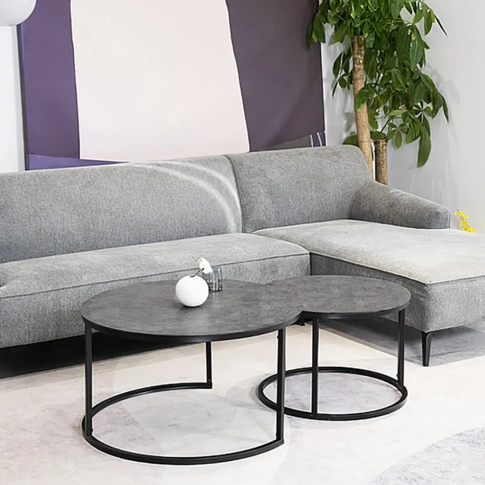 Harrisburg soffbord 80 x 80 cm - Grå/svart + Textilrengöring för möbler