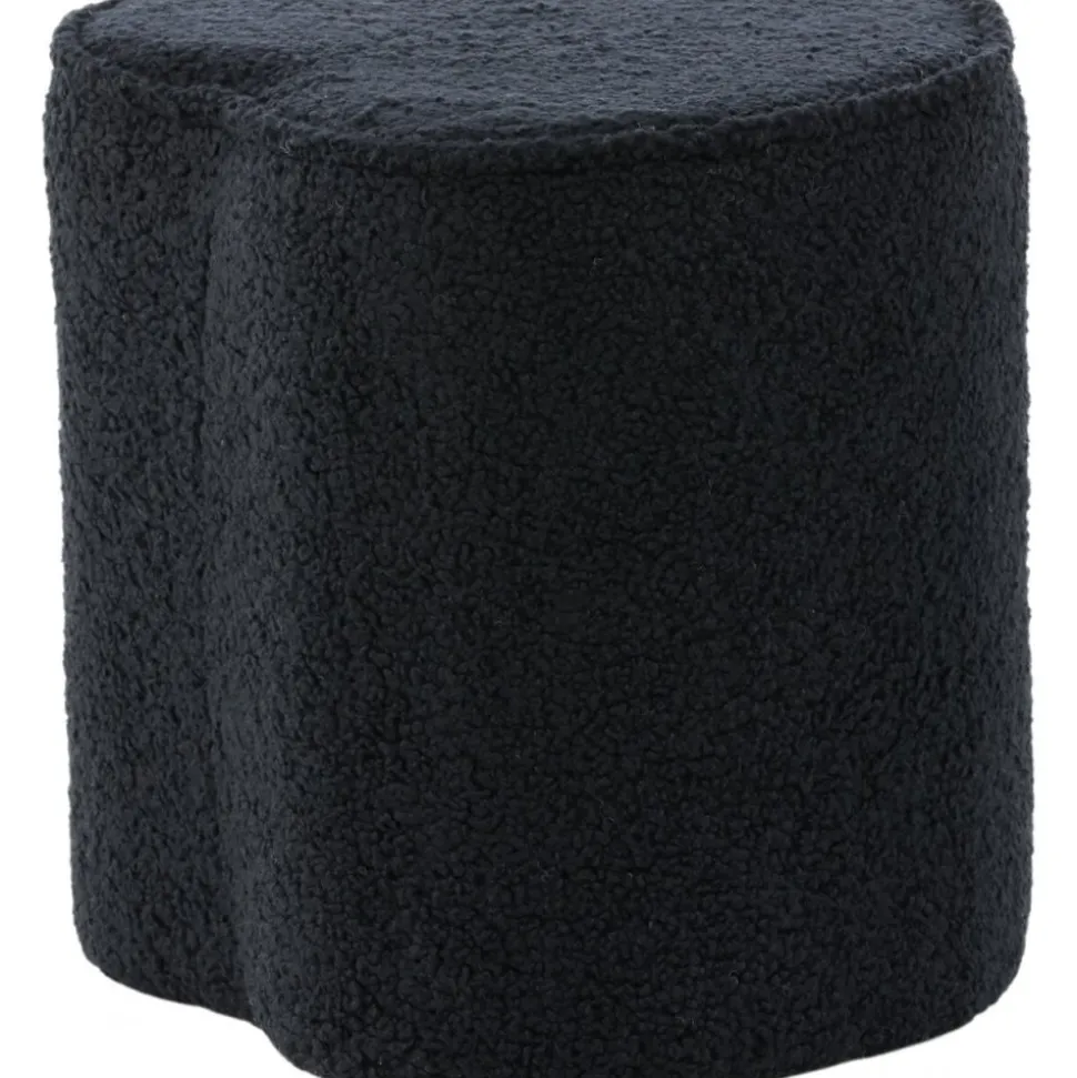 Heart sittpuff - Svart teddy