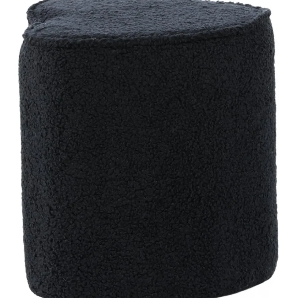 Heart sittpuff - Svart teddy