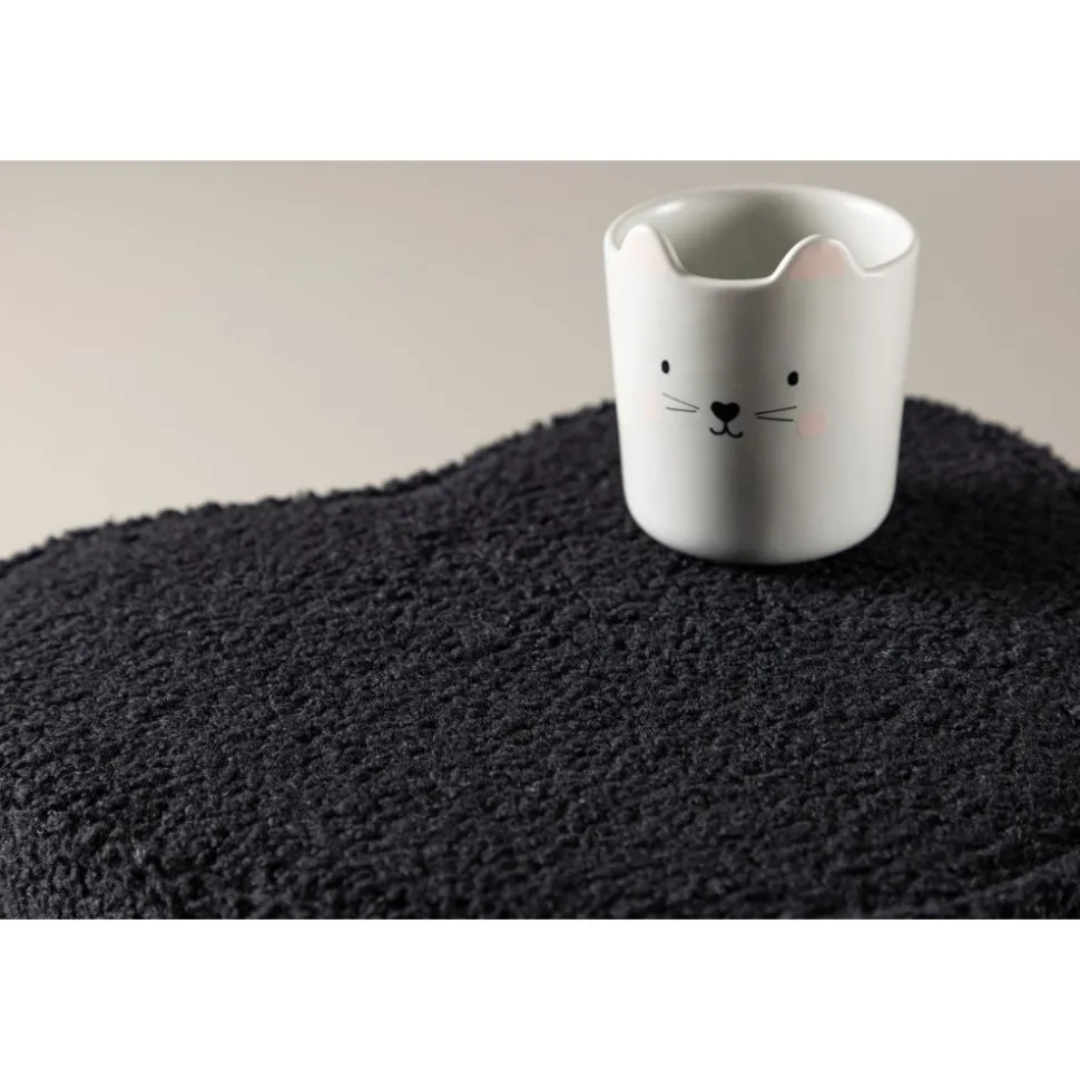 Heart sittpuff - Svart teddy