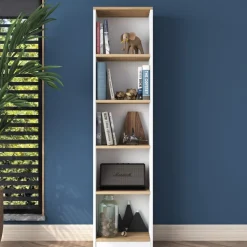 Hector bokhylla 11 - Vit/valnöt